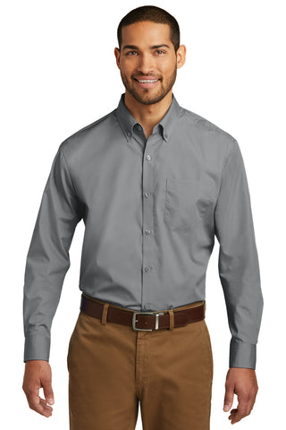 Port Authority Long Sleeve Carefree Poplin Shirt (Gusty Grey)