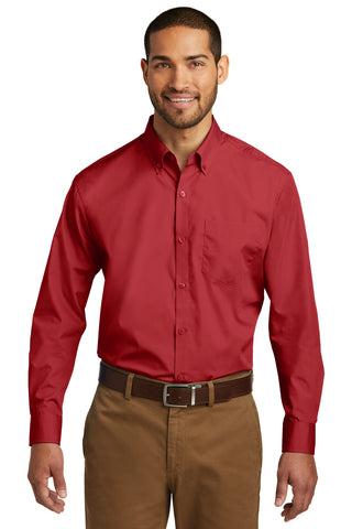 Port Authority Long Sleeve Carefree Poplin Shirt (Rich Red)