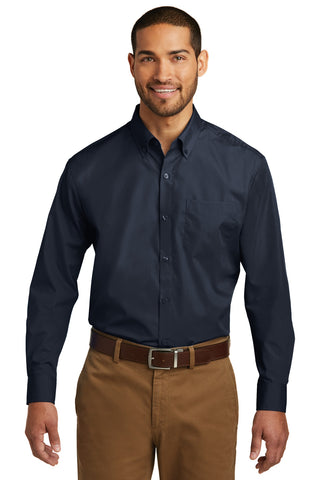 Port Authority Long Sleeve Carefree Poplin Shirt (River Blue Navy)