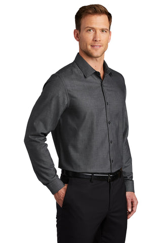 Port Authority Pincheck Easy Care Shirt (Black/ Grey Steel)