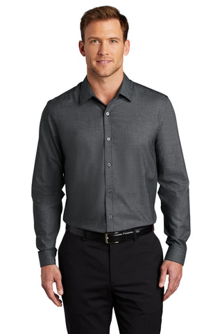 Port Authority Pincheck Easy Care Shirt (Black/ Grey Steel)