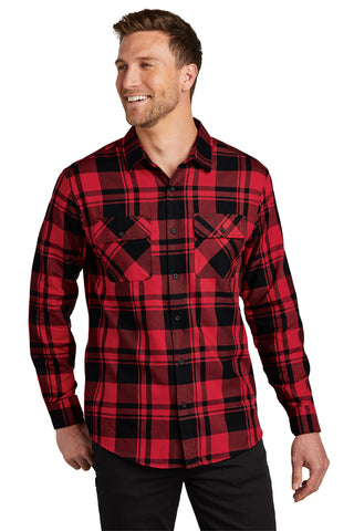 Port Authority Plaid Flannel Shirt (Engine Red/ Black)