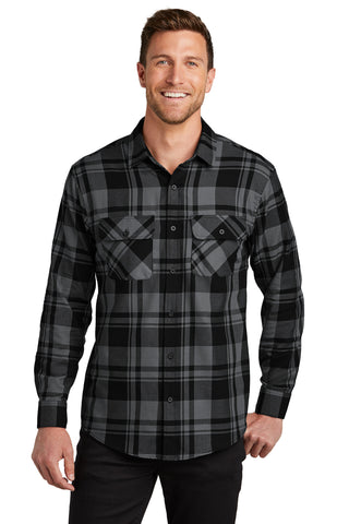 Port Authority Plaid Flannel Shirt (Grey/ Black)