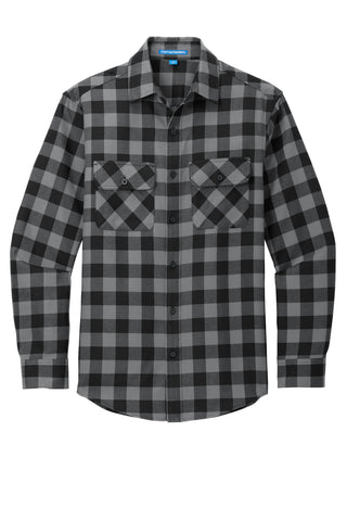 Port Authority Plaid Flannel Shirt (Grey/ Black Buffalo Check)