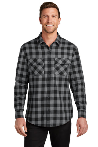 Port Authority Plaid Flannel Shirt (Grey/ Black Buffalo Check)