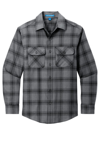 Port Authority Plaid Flannel Shirt (Grey/ Black Open Plaid)