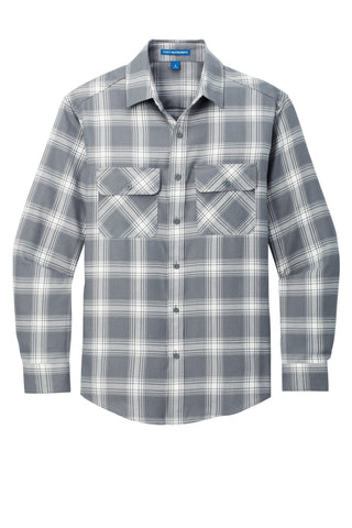 Port Authority Plaid Flannel Shirt (Grey/ Cream Open Plaid)