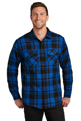 Port Authority Plaid Flannel Shirt (Royal/ Black)