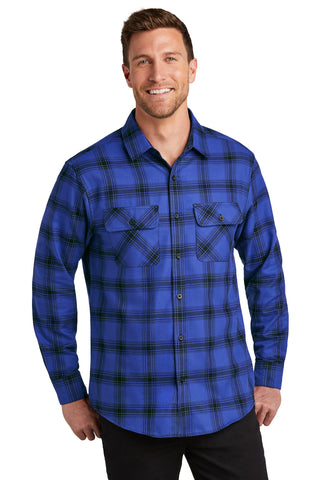 Port Authority Plaid Flannel Shirt (Royal/ Black Open Plaid)