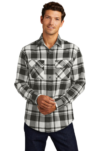 Port Authority Plaid Flannel Shirt (Snow White/ Black)