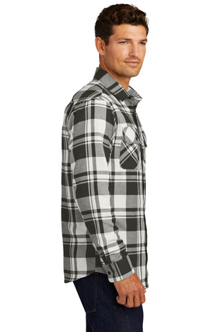 Port Authority Plaid Flannel Shirt (Snow White/ Black)