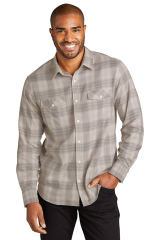 Port Authority Long Sleeve Ombre Plaid Shirt (Frost Grey)