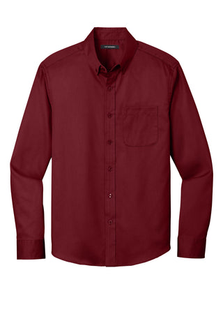 Port Authority Long Sleeve SuperPro React Twill Shirt (Burgundy)