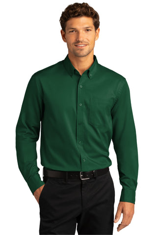 Port Authority Long Sleeve SuperPro React Twill Shirt (Dark Green)