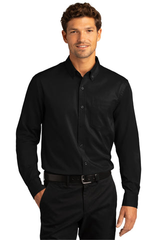 Port Authority Long Sleeve SuperPro React Twill Shirt (Deep Black)