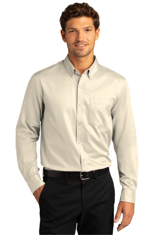 Port Authority Long Sleeve SuperPro React Twill Shirt (Ecru)