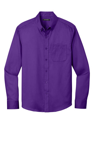 Port Authority Long Sleeve SuperPro React Twill Shirt (Purple)