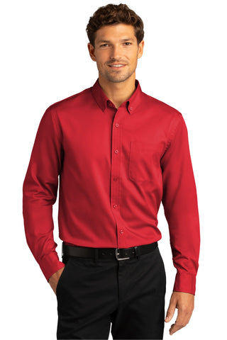 Port Authority Long Sleeve SuperPro React Twill Shirt (Rich Red)