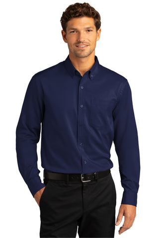 Port Authority Long Sleeve SuperPro React Twill Shirt (True Navy)