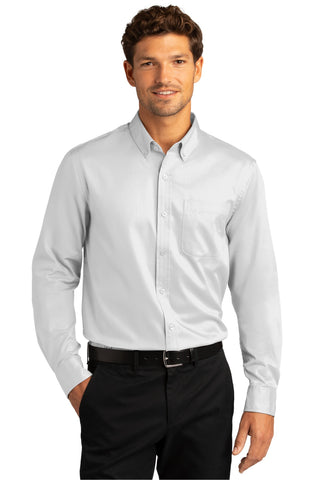 Port Authority Long Sleeve SuperPro React Twill Shirt (White)