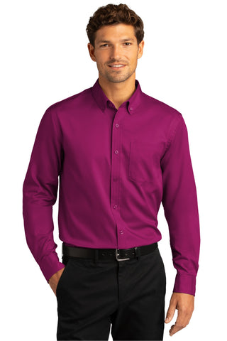 Port Authority Long Sleeve SuperPro React Twill Shirt (Wild Berry)