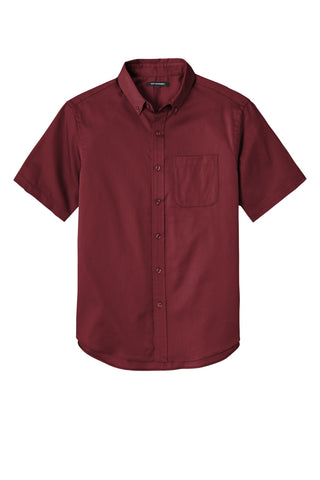 Port Authority Short Sleeve SuperPro React Twill Shirt (Burgundy)