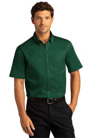 Port Authority Short Sleeve SuperPro React Twill Shirt (Dark Green)