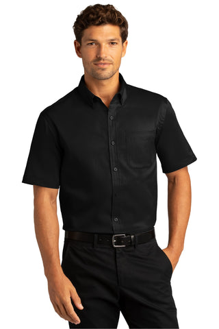 Port Authority Short Sleeve SuperPro React Twill Shirt (Deep Black)