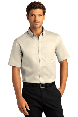 Port Authority Short Sleeve SuperPro React Twill Shirt (Ecru)