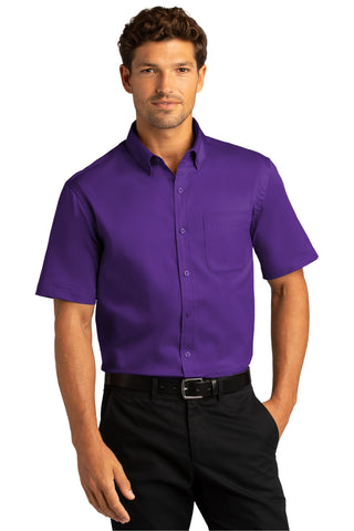 Port Authority Short Sleeve SuperPro React Twill Shirt (Purple)