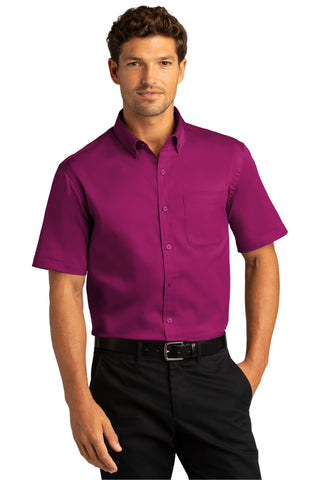 Port Authority Short Sleeve SuperPro React Twill Shirt (Wild Berry)