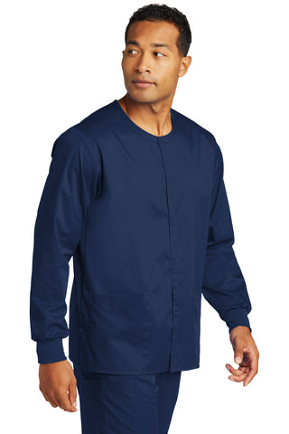 WonderWink Unisex WorkFlex Snap-Front Scrub Jacket (Navy)