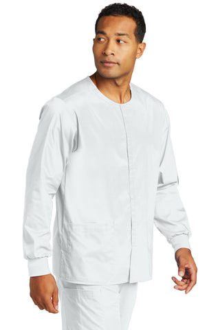 WonderWink Unisex WorkFlex Snap-Front Scrub Jacket (White)