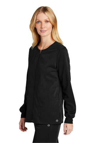 WonderWink Women's Premiere Flex Full-Zip Scrub Jacket (Black)