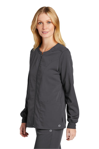 WonderWink Women's Premiere Flex Full-Zip Scrub Jacket (Pewter)