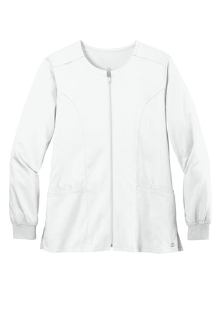 WonderWink Women's Premiere Flex Full-Zip Scrub Jacket (White)