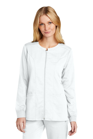 WonderWink Women's Premiere Flex Full-Zip Scrub Jacket (White)