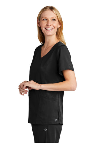 WonderWink Women's Premiere Flex Mock Wrap Top (Black)