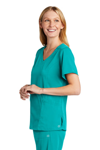 WonderWink Women's Premiere Flex Mock Wrap Top (Teal Blue)