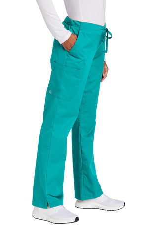 WonderWink Women's Petite WorkFlex Flare Leg Cargo Pant (Teal Blue)