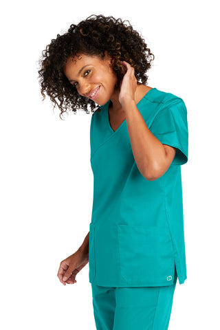 WonderWink Women's WorkFlex Mock Wrap Top (Teal Blue)