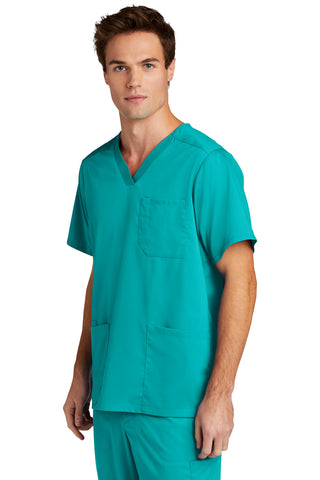 WonderWink Men's Premiere Flex V-Neck Top (Teal Blue)