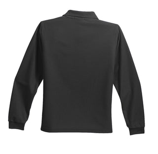 Port Authority Youth Long Sleeve Silk Touch Polo (Black)