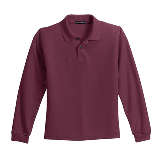 Port Authority Youth Long Sleeve Silk Touch Polo (Burgundy)