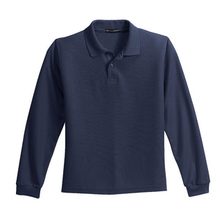 Port Authority Youth Long Sleeve Silk Touch Polo (Navy)