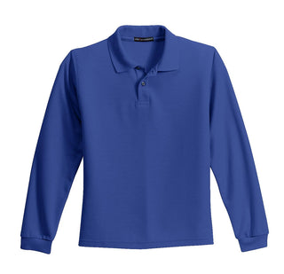 Port Authority Youth Long Sleeve Silk Touch Polo (Royal)