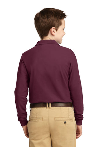 Port Authority Youth Long Sleeve Silk Touch Polo (Burgundy)