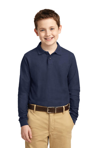 Port Authority Youth Long Sleeve Silk Touch Polo (Navy)