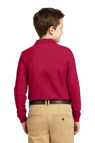 Port Authority Youth Long Sleeve Silk Touch Polo (Red)