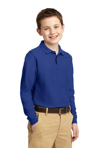 Port Authority Youth Long Sleeve Silk Touch Polo (Royal)